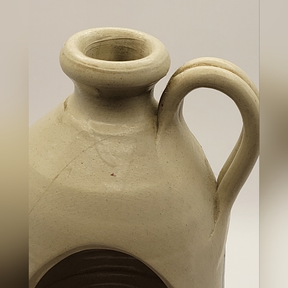 Williamsburg Pottery Salt Glaze Cobalt Blue Gray Leaf Colonial Jug Candle Holder - Picture 2 of 7